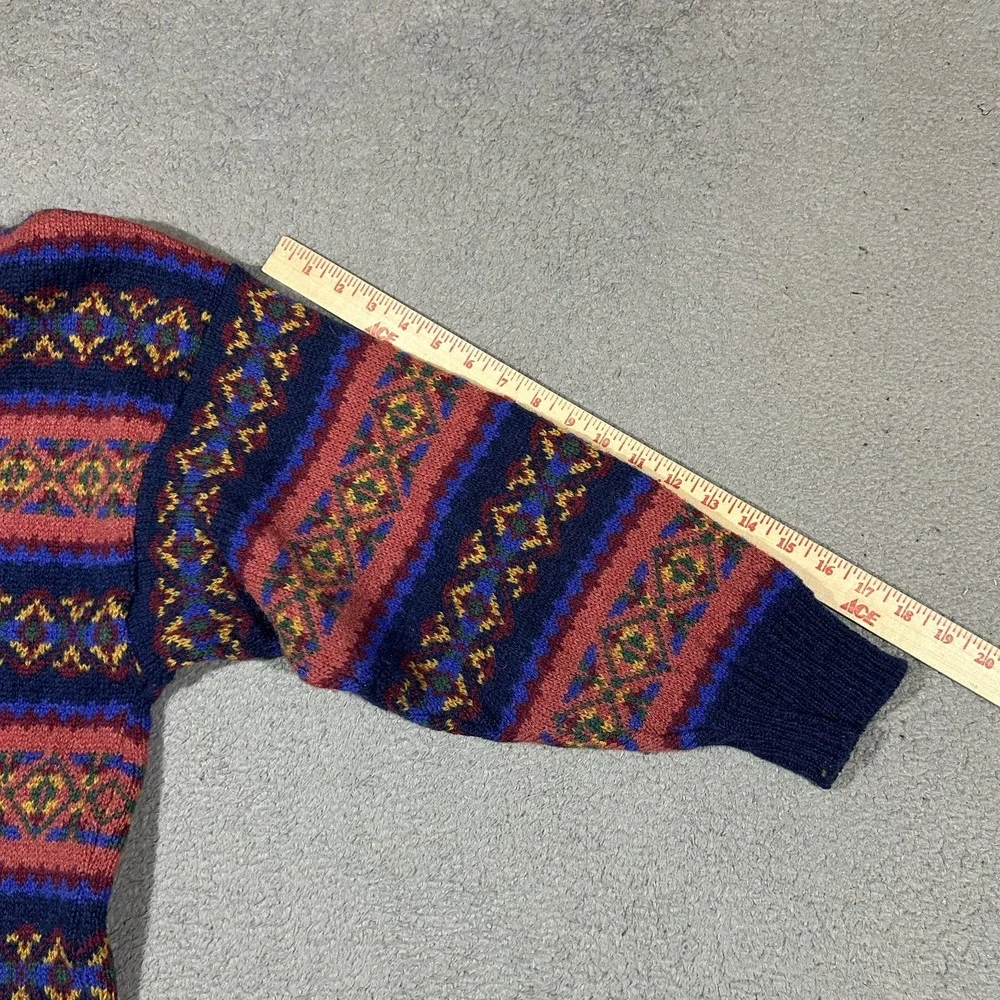 Vintage Laura Ashley Women's Embroidered 100% Wool Sweater Long Sleeve #3489